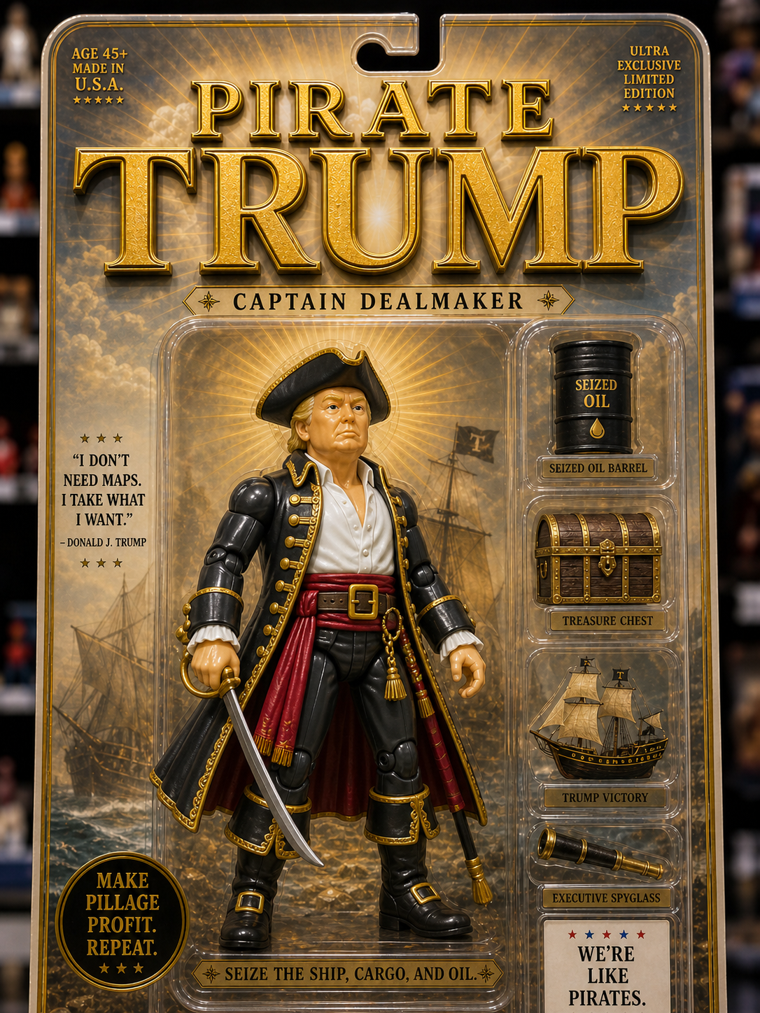 Pirate Trump collectible toy packaging